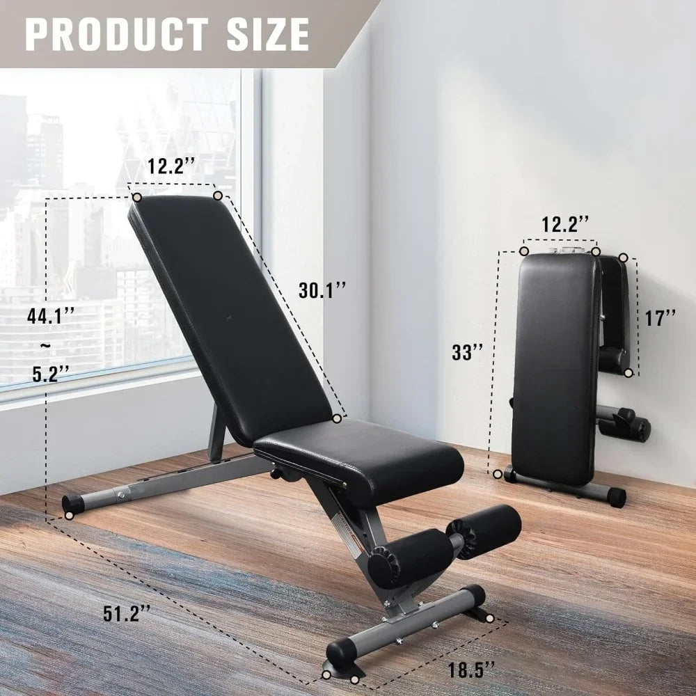 Adjustable/Foldable Utility Weight Bench for Home Gym
