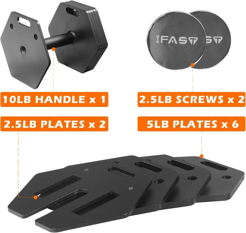 Adjustable Dumbbells 50LB Single Dumbbell 9 in 1 Free Weights