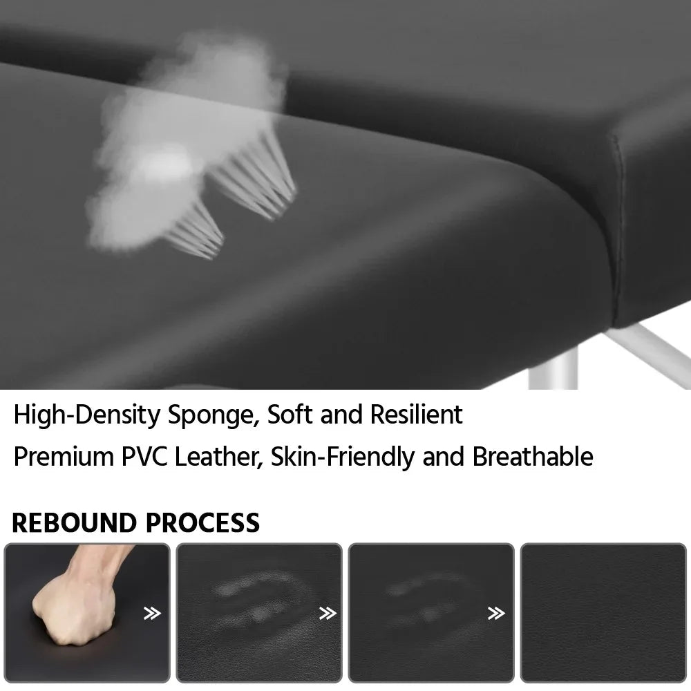Adjustable Massage Bed Folding Salon Bed Black,Foldable & portable