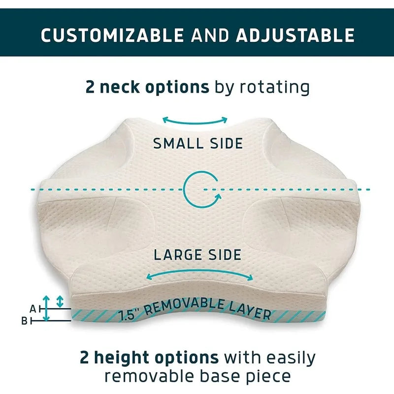 Pillow for Side Sleepers, Includes 2 Pillowcases, Adjustable Memory Foam