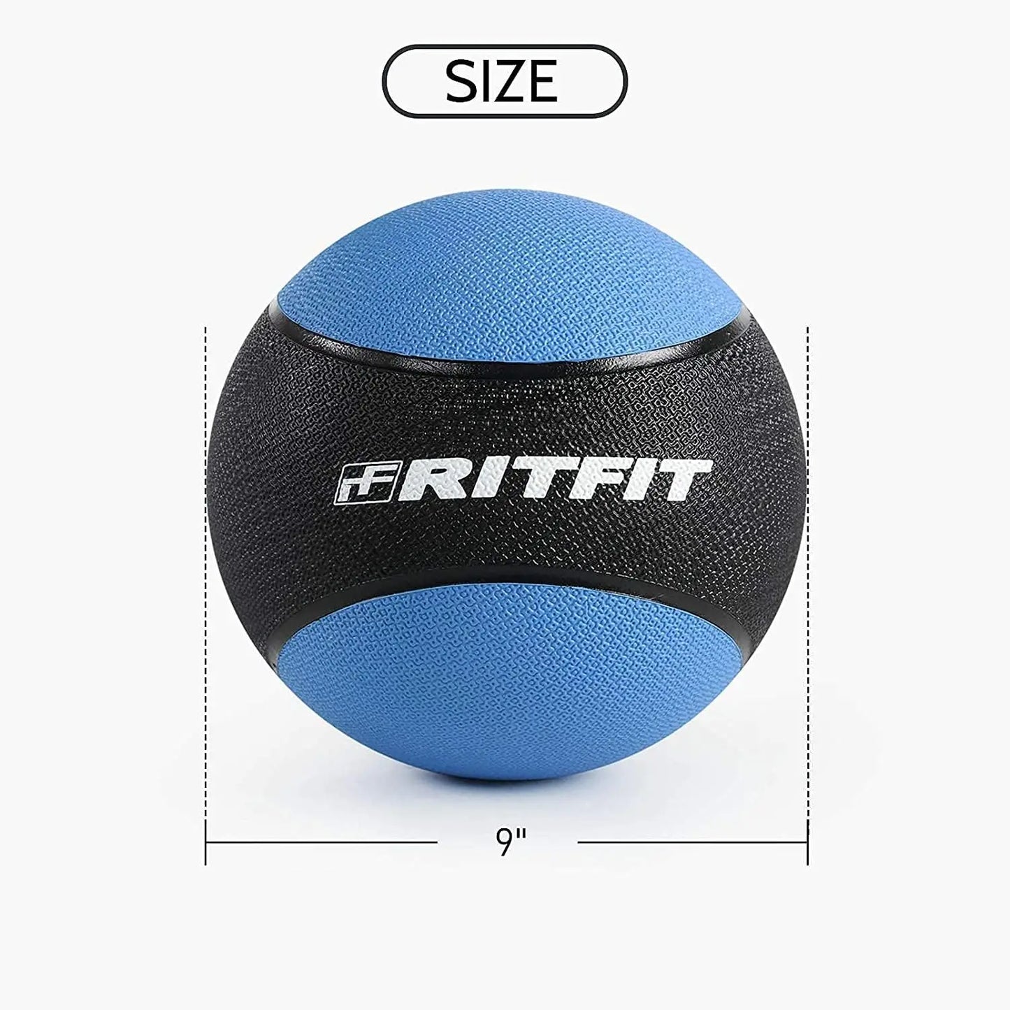Weighted Medicine Ball - Non-Slip Rubber Shell & Dual Texture Grip