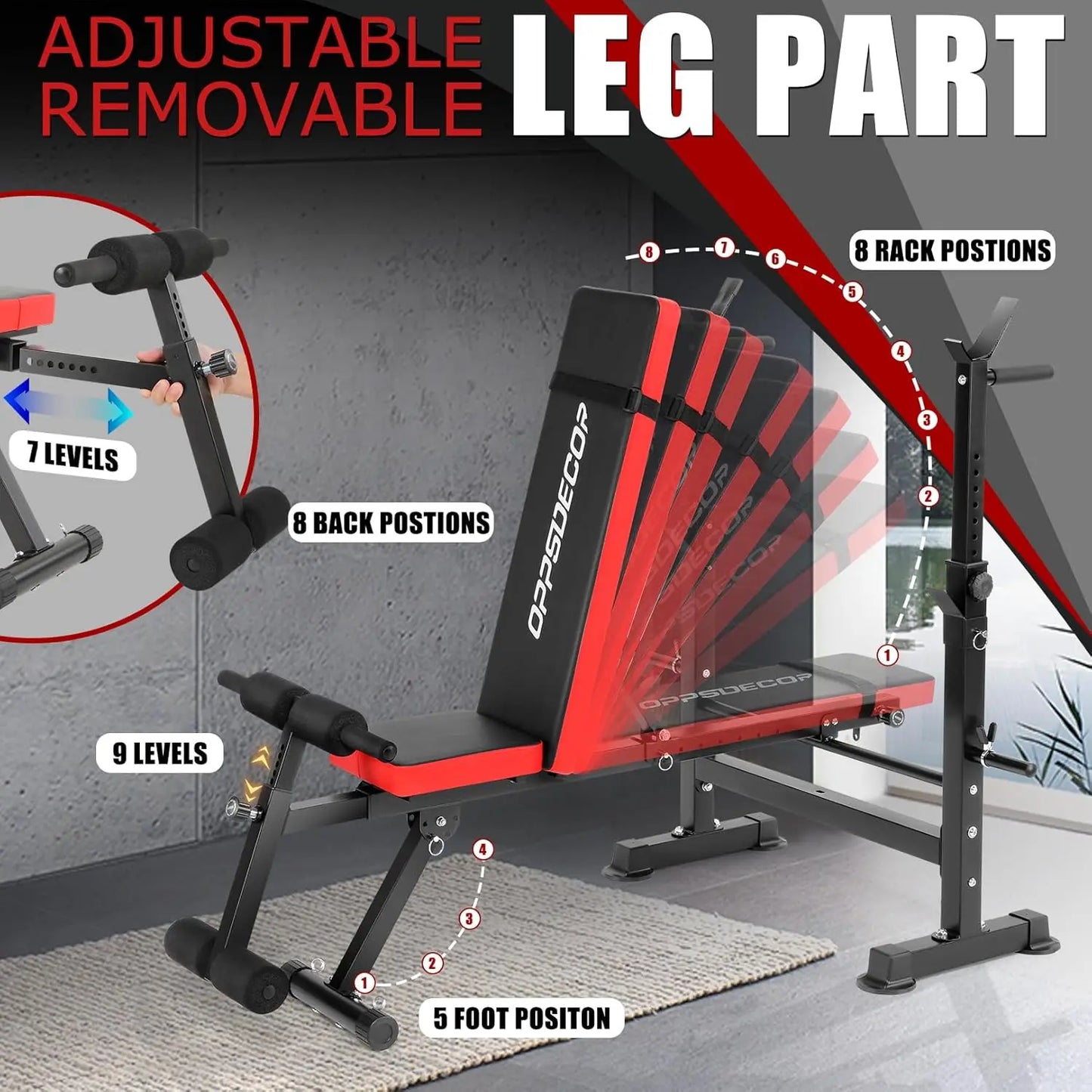 6 in 1 Weight Bench Set with Squat Rack