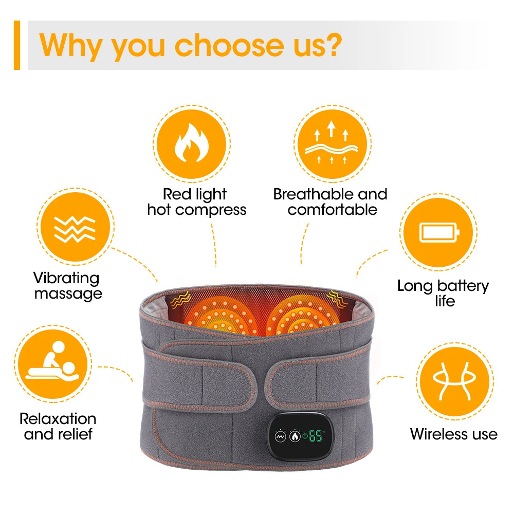 Electric Infrared Heating Therapy Waist Massager Back Support Belt Vibration