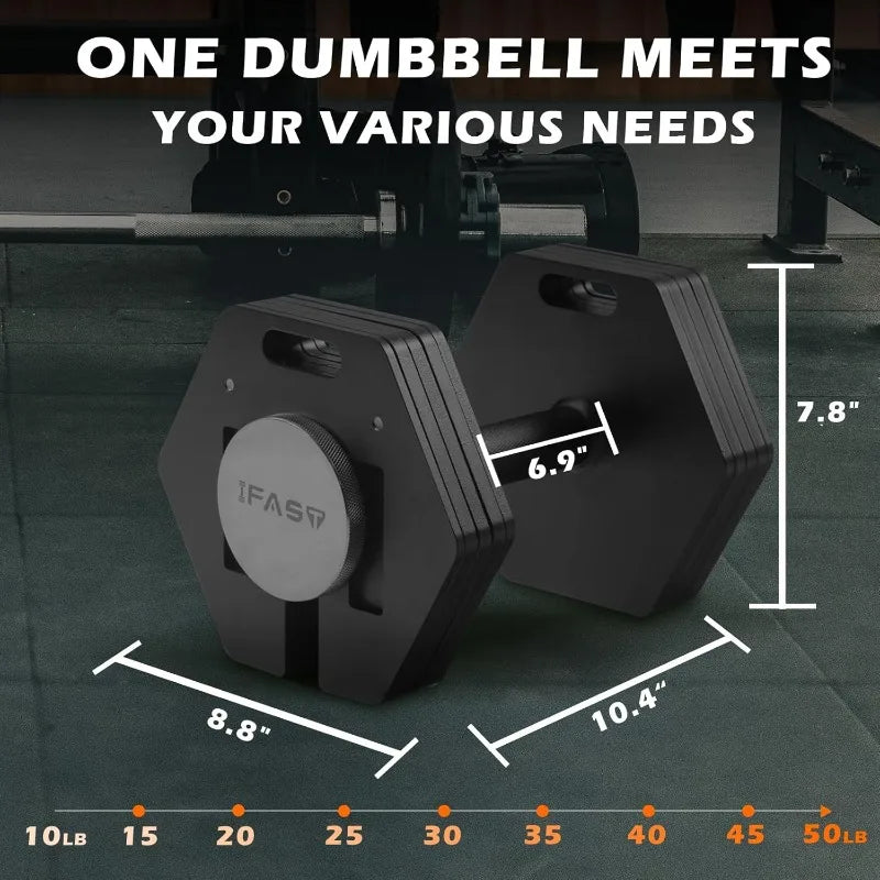Adjustable Dumbbells 50LB Single Dumbbell 9 in 1 Free Weights