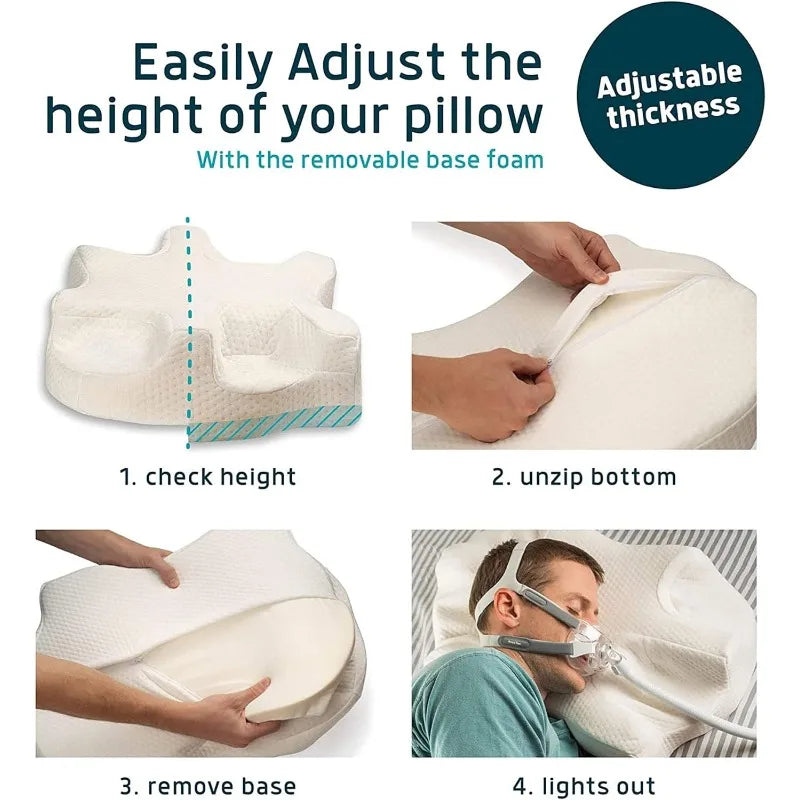Pillow for Side Sleepers, Includes 2 Pillowcases, Adjustable Memory Foam