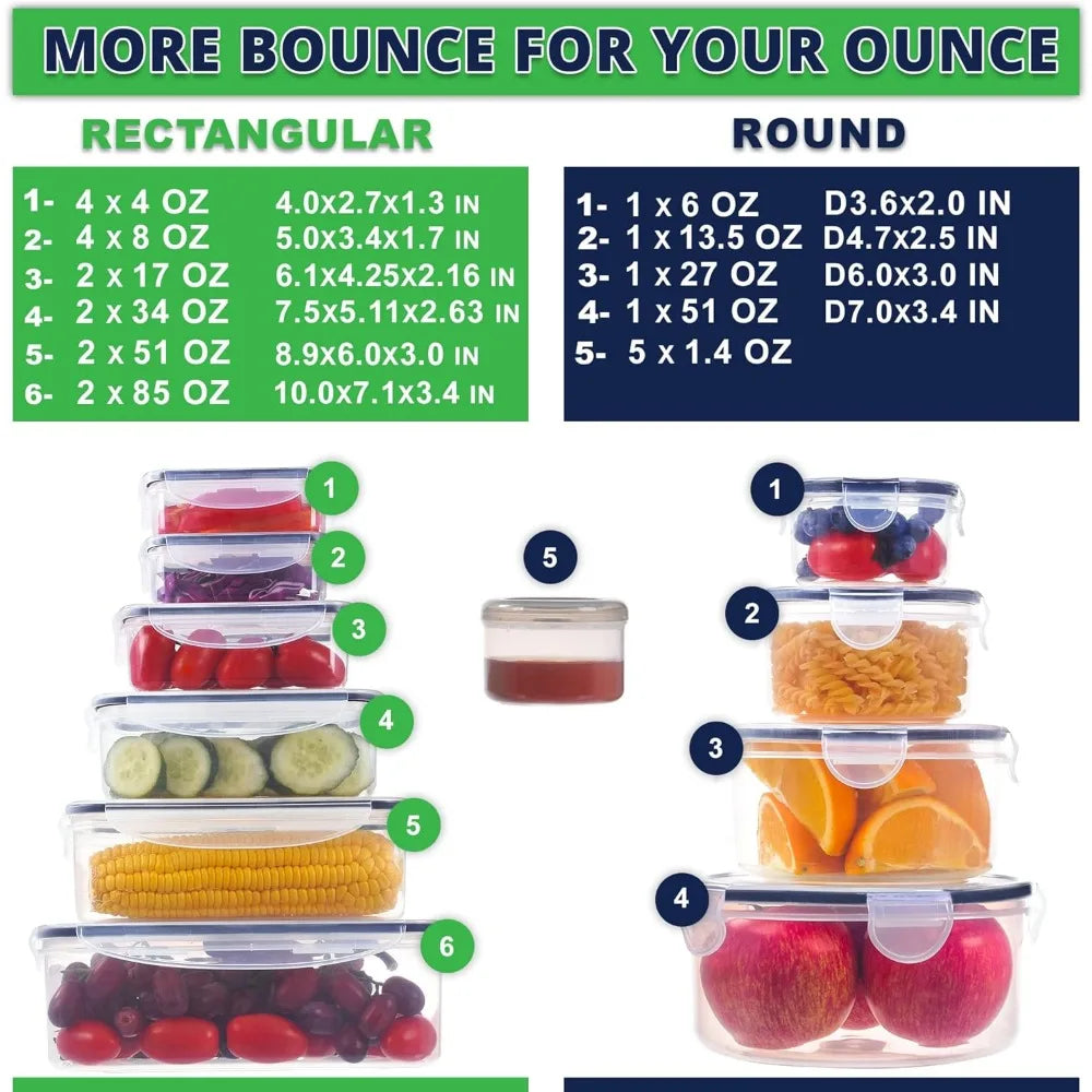 50 Pcs Large Food Storage Containers with Airtight Lids