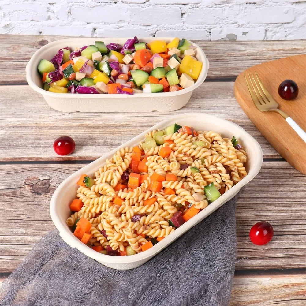 Disposable Bowls with Lids, Sugarcane Fiber Paper Bowls Food Containers