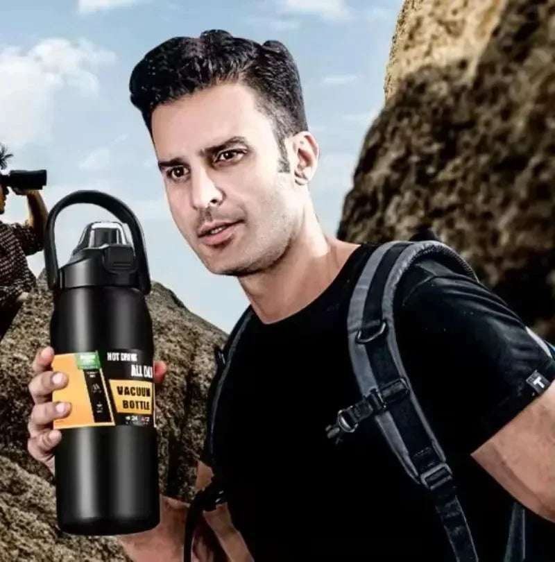 Insulated Stainless Steel Wide Mouth Water Bottle with Flex Straw