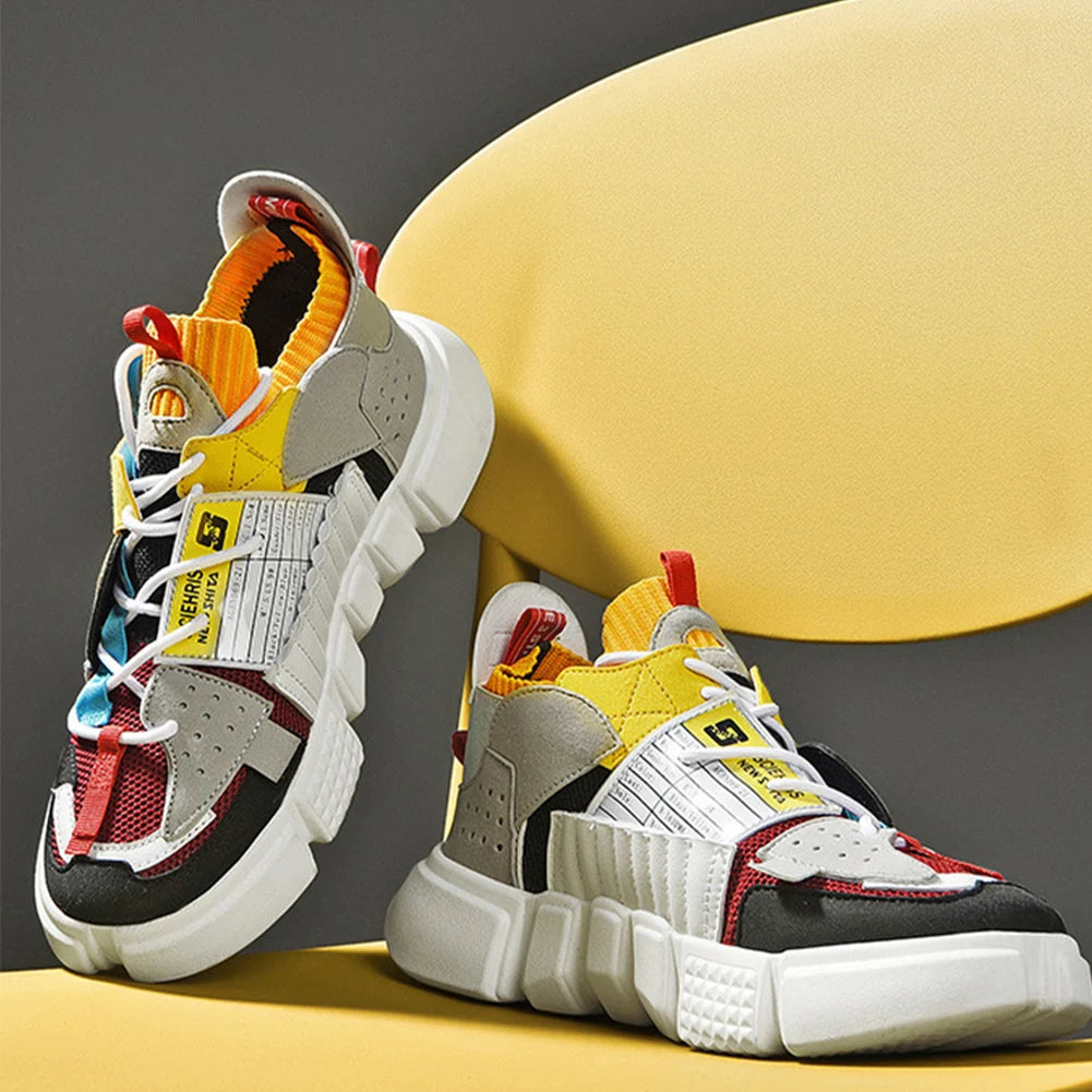 Mens Sports Sneakers, Casual Running Shoes Shock-Absorption Lace-Up