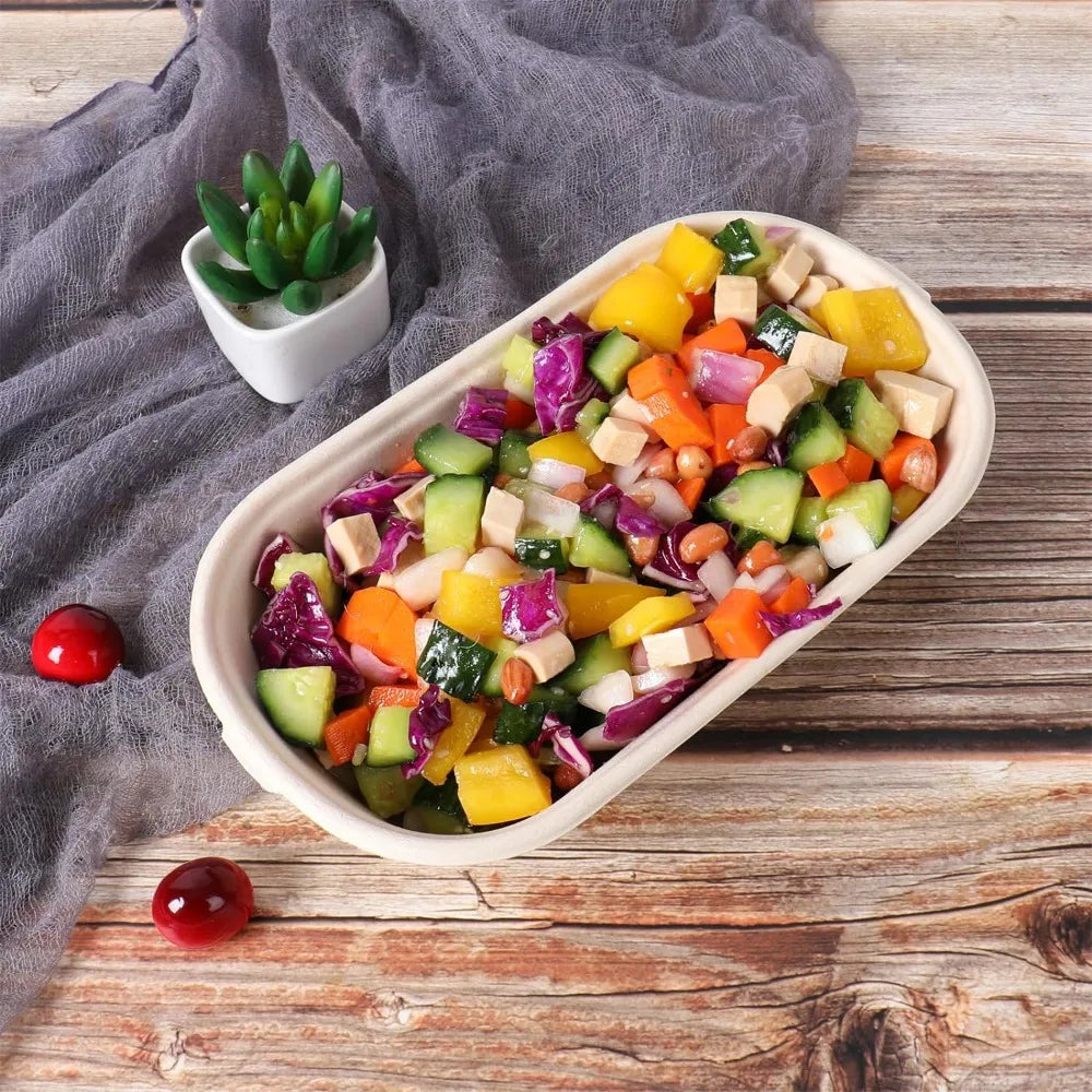 Disposable Bowls with Lids, Sugarcane Fiber Paper Bowls Food Containers