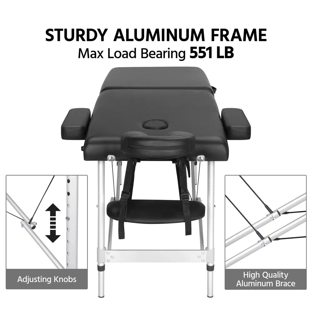 Adjustable Massage Bed Folding Salon Bed Black,Foldable & portable