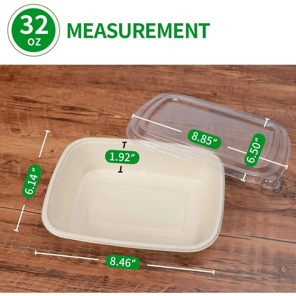 50 Pack 32 Oz Paper Bowls with Lids
