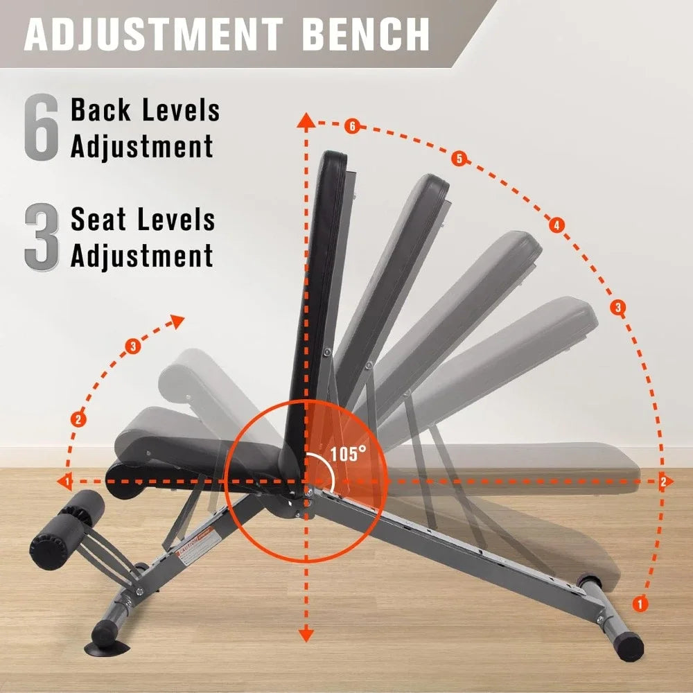 Adjustable/Foldable Utility Weight Bench for Home Gym