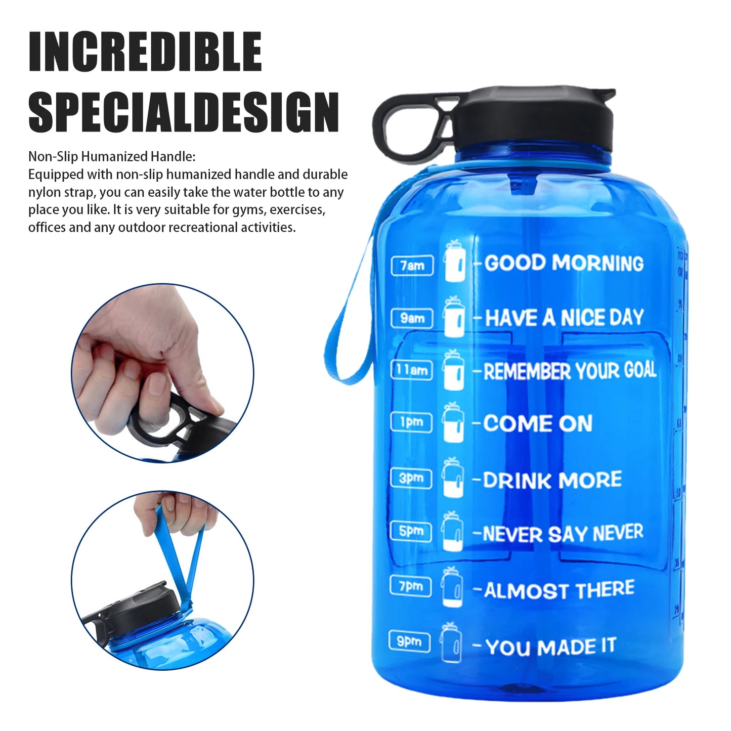 1 Gallon Portable Sports Water Bottle Leakproof Water Cup