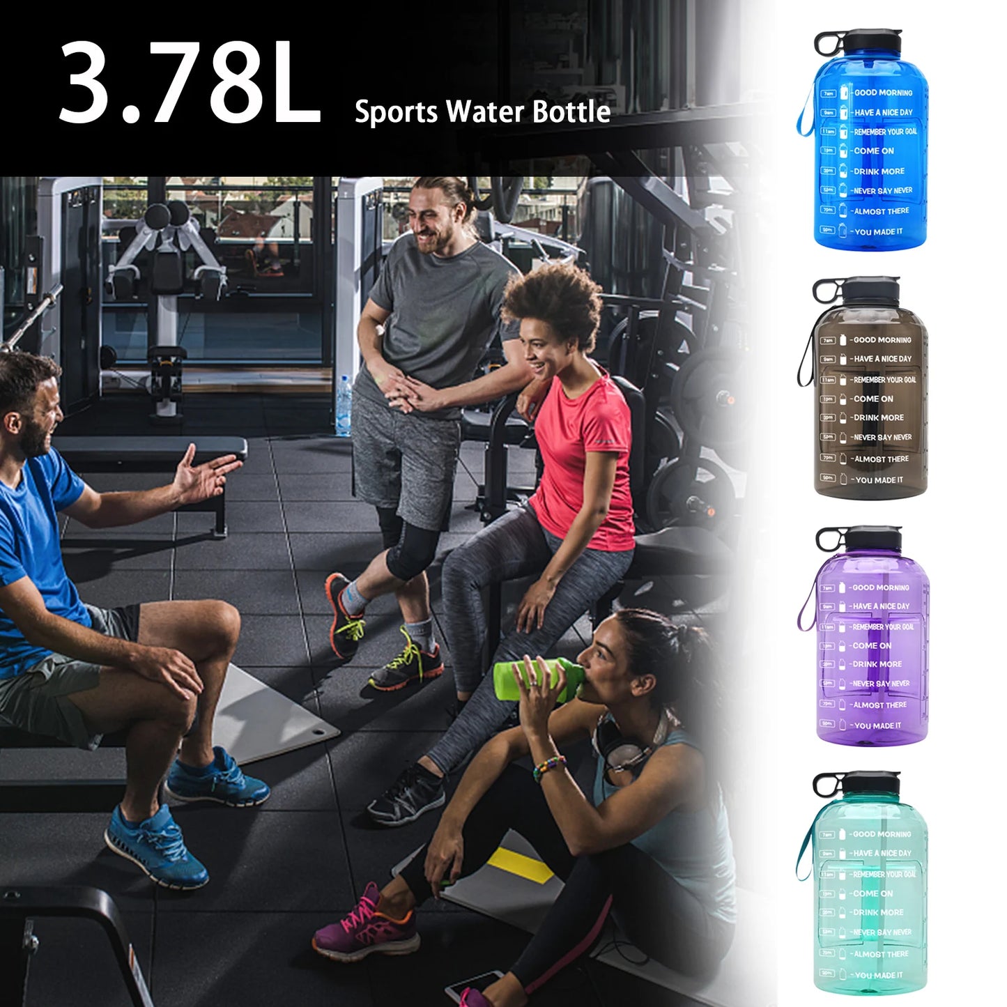 1 Gallon Portable Sports Water Bottle Leakproof Water Cup