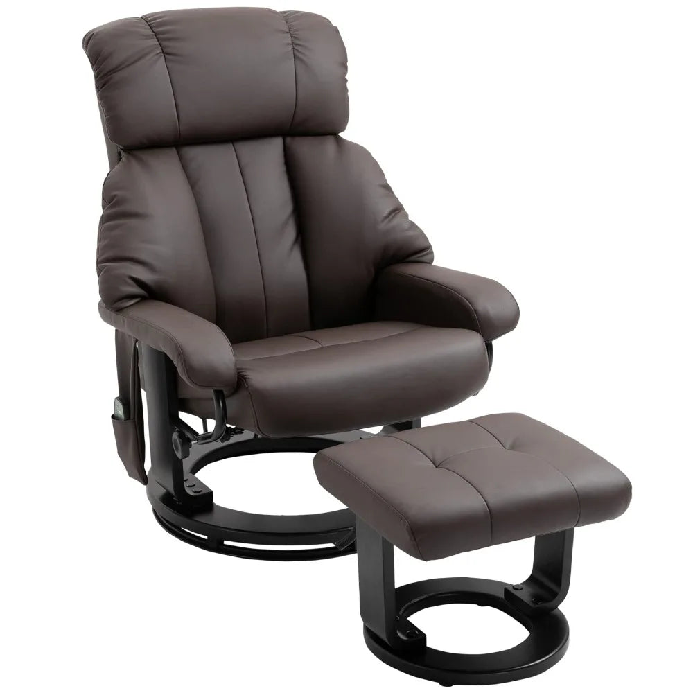 Massage Recliner Chair with Ottoman, 360° Swivel Recliner and Footstool