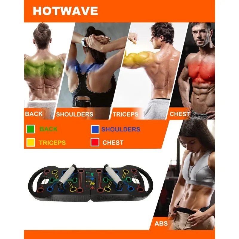 HOTWAVE Portable Exercise Equipment, 16 Gym Accessories 20 in 1 Push Up Board