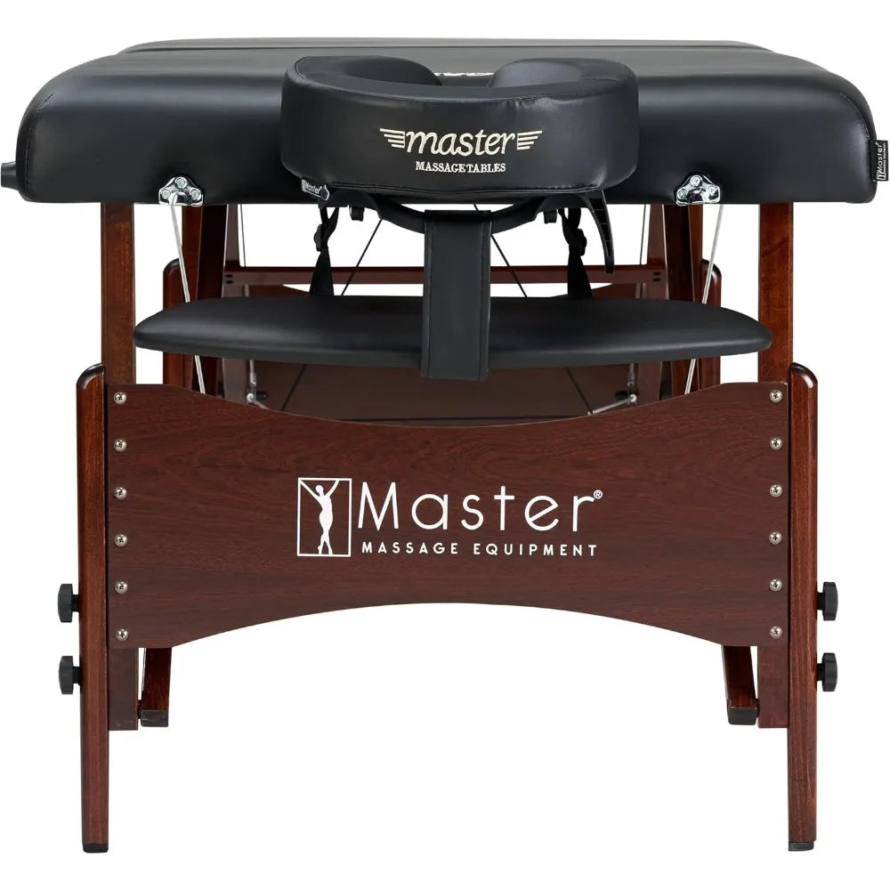 Massage Table Package with Denser 2.5" Cushion, Walnut Stained Hardwood