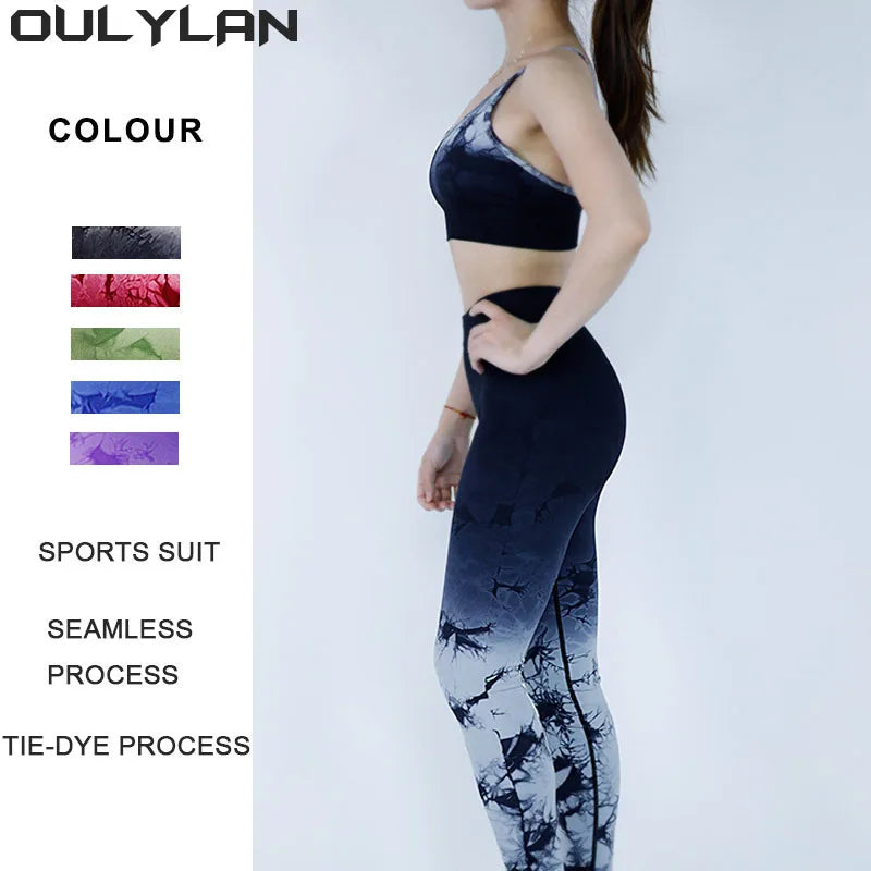 Oulylan 2 Pieces Women's Tracksuit Seamless Yoga Set Workout Sportswear