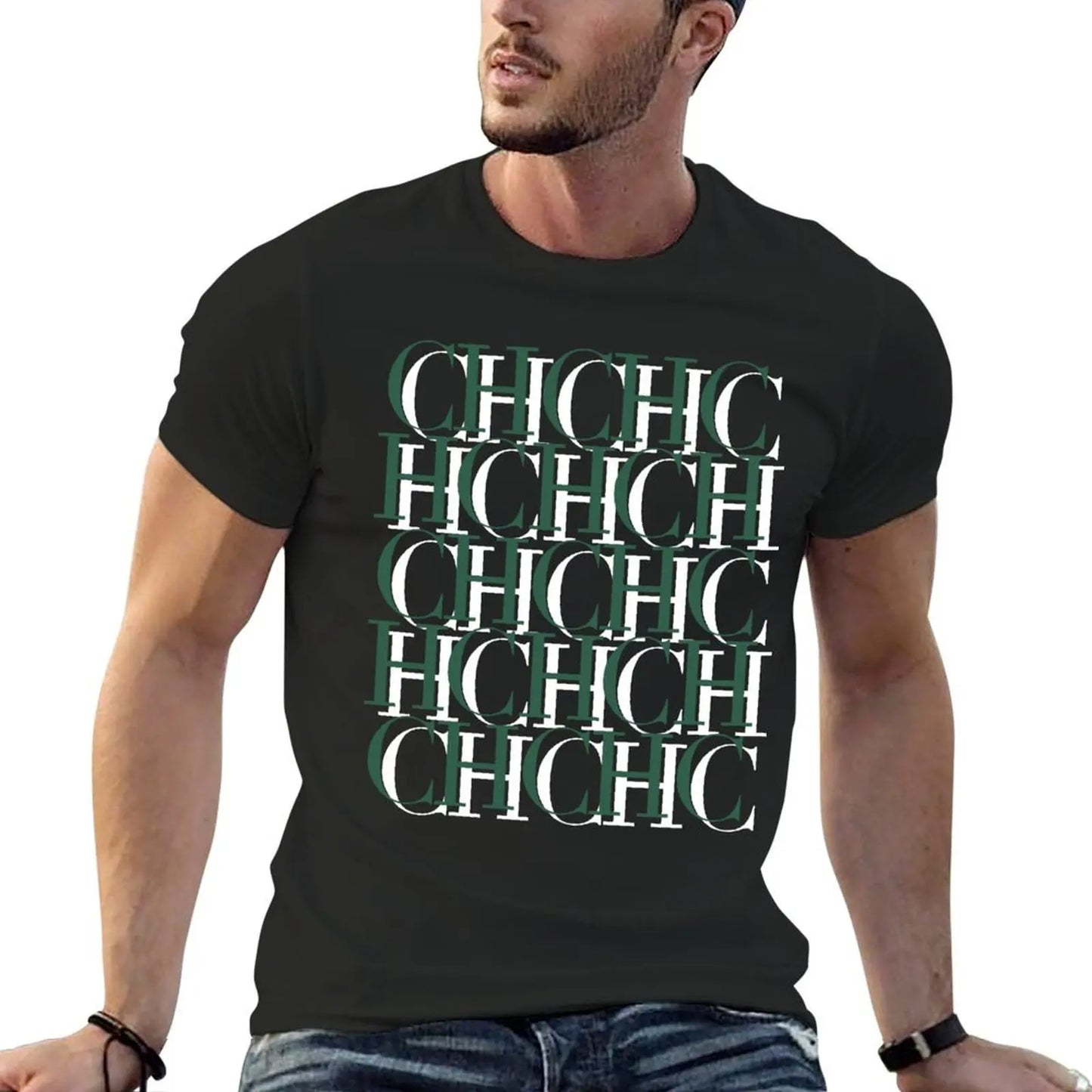 CHCH T Shirt Men Black Print Men's Brand Tshirts Fashion