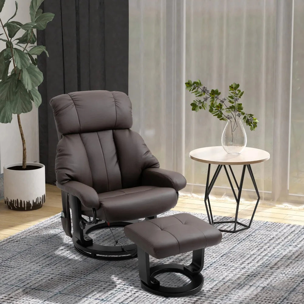 Massage Recliner Chair with Ottoman, 360° Swivel Recliner and Footstool