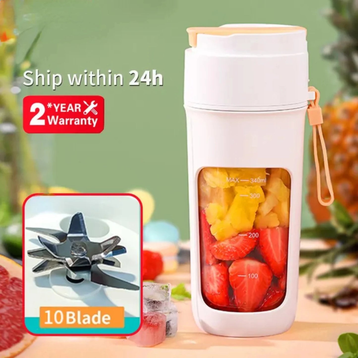 Portable Slow Juicer Cup Blender for Kitchen - Manual Orange Squeezer