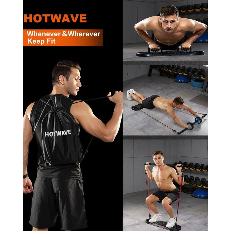 HOTWAVE Portable Exercise Equipment, 16 Gym Accessories 20 in 1 Push Up Board