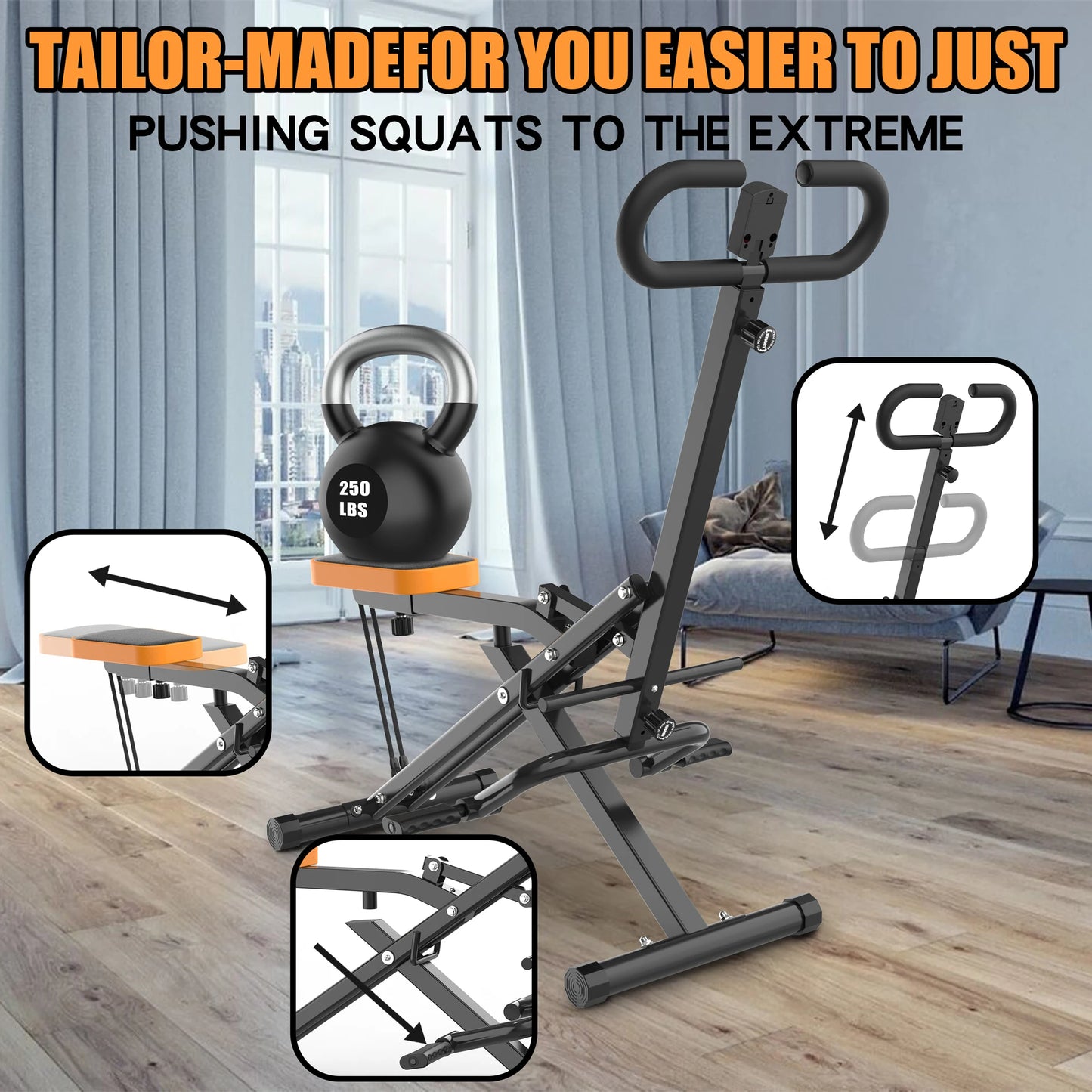 Squat machine, gluteus maximus training, foldable resistance band