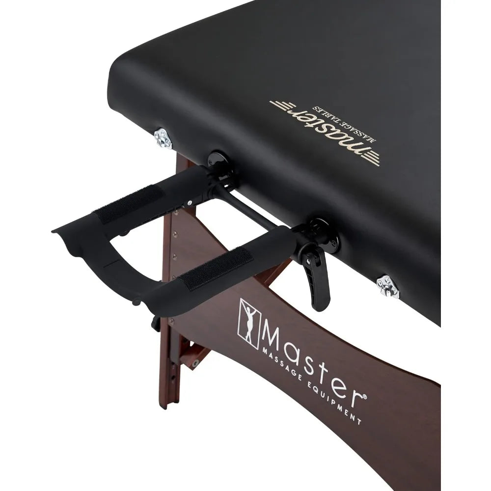 Massage Table Package with Denser 2.5" Cushion, Walnut Stained Hardwood