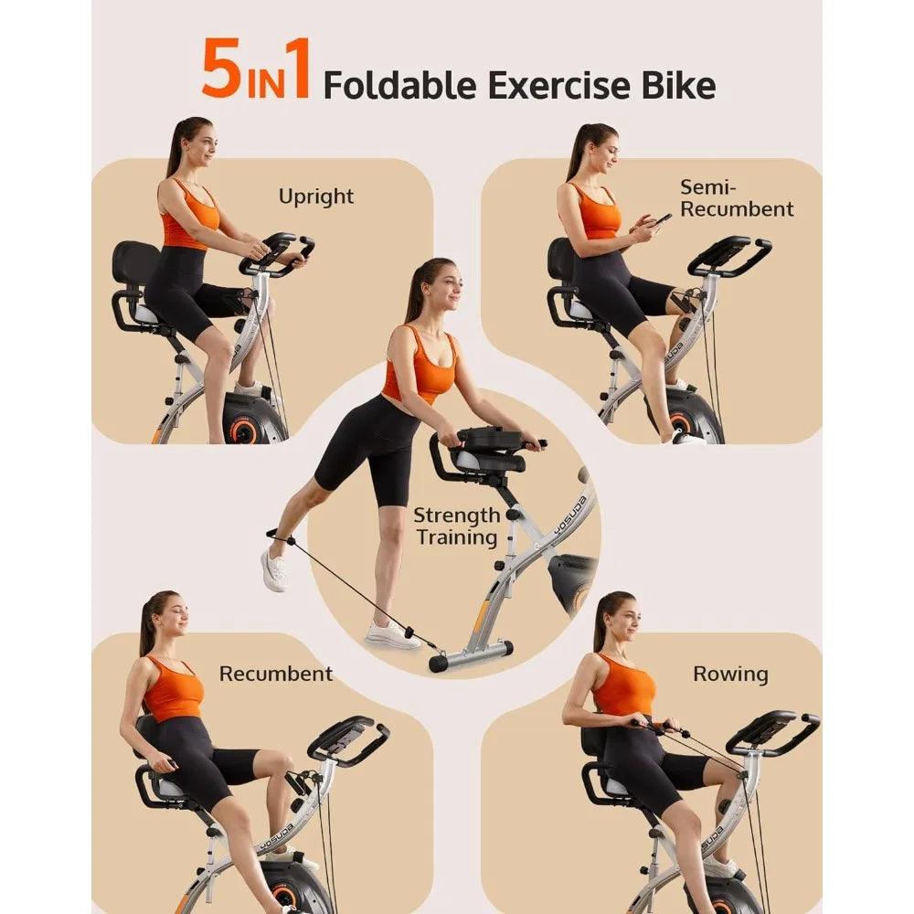 Magnetic X Exercise Bike, Folding Exercise Bike for Seniors,