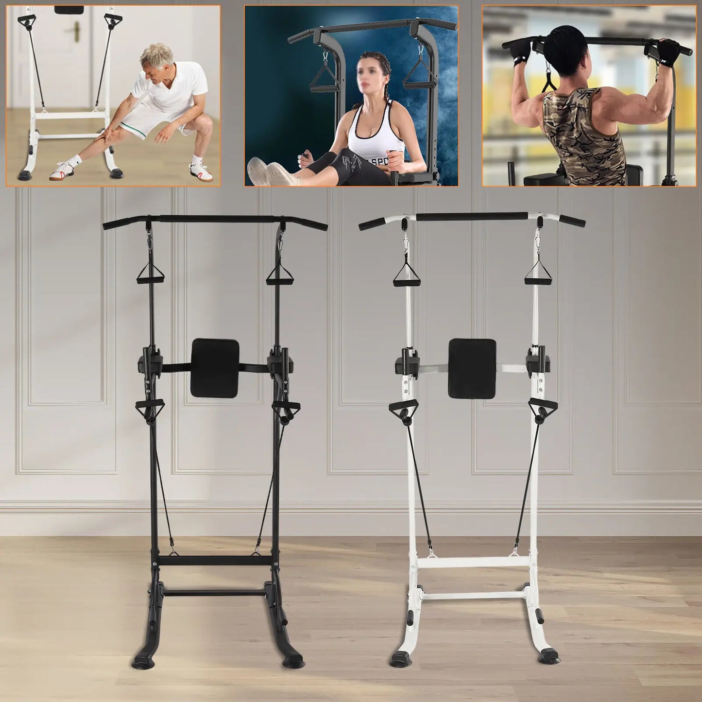 Adjustable Height Pull Up Dip Station, Functional Fitness Gym