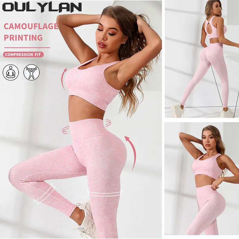 Oulylan Women Sportswear Yoga Sets Sport Female Tracksuit 2PCS Set