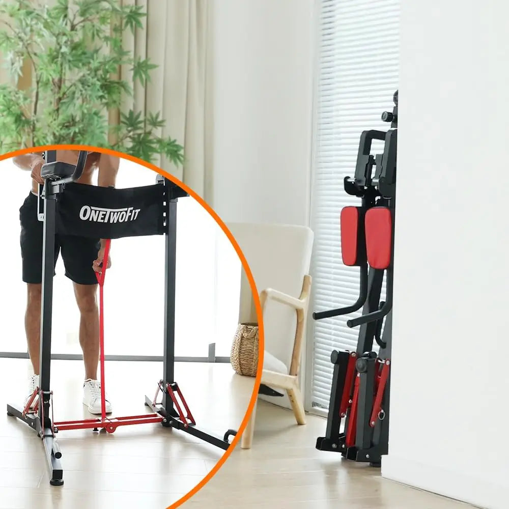 Power Tower Pull Up Bar Station, Multi-Function Adjustable Height Foldable