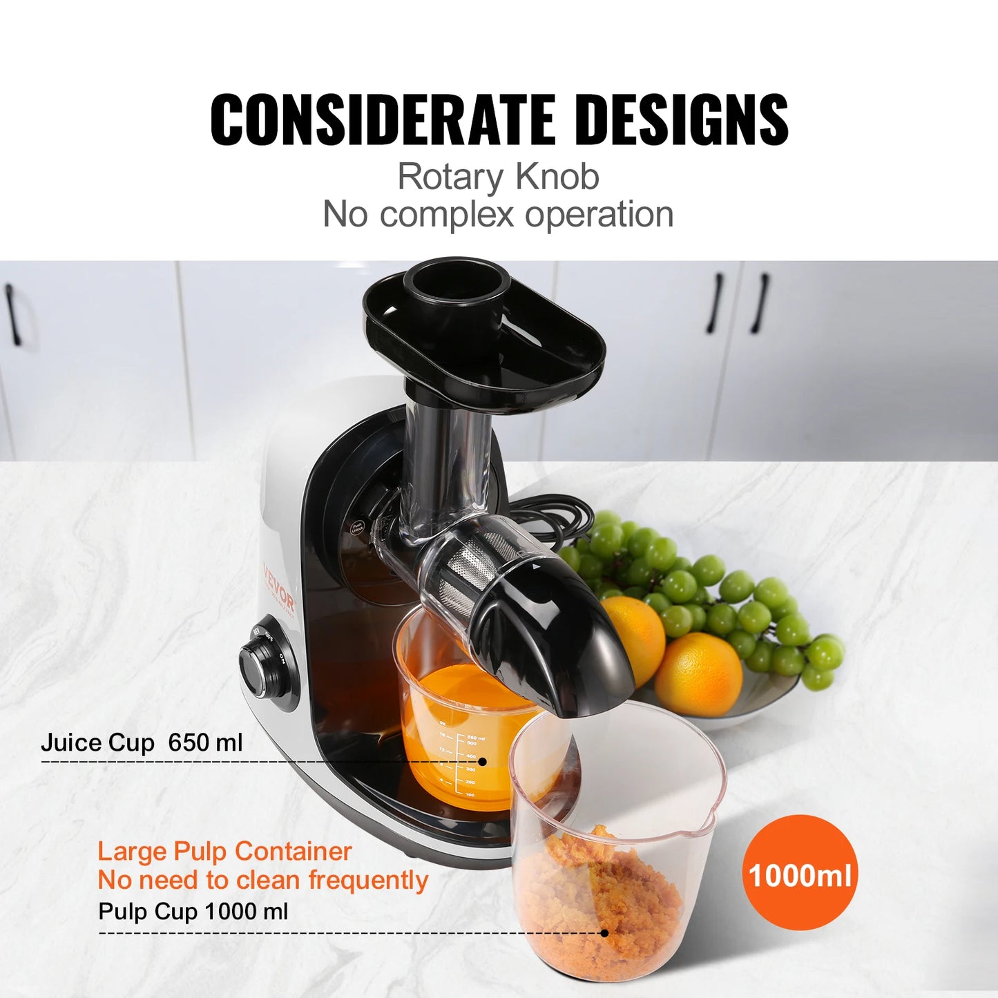 VEVOR Slow Masticating Juicer Cold Press with Reverse Function