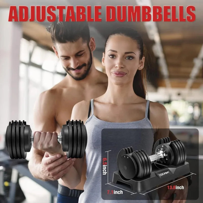 Adjustable Dumbbell Set 25lb/55lb Free Weight Set Pair