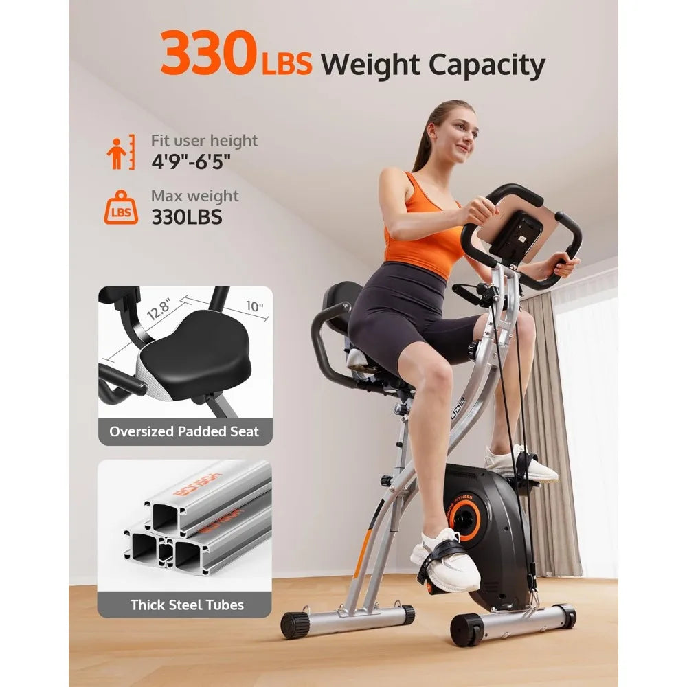 Magnetic X Exercise Bike, Folding Exercise Bike for Seniors,