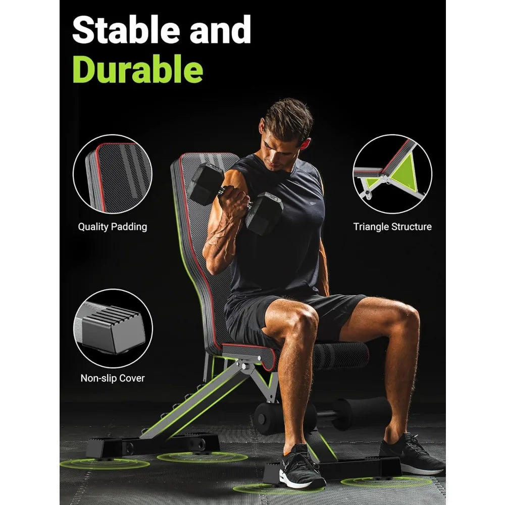 Adjustable Weight Bench for Full Body Workout; Foldable Home Gym