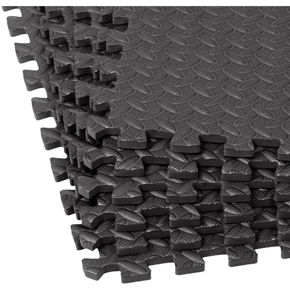 48ft Gym Flooring Exercise Mats - Black