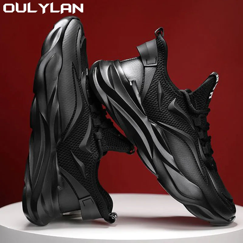 Oulylan Fashion Men Sport Running Shoes, Breathable Lightweight White/Black