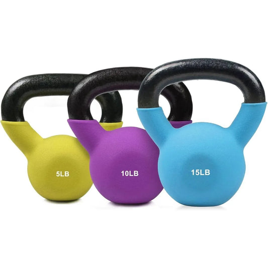 Neoprene Coated Solid Cast Iron Kettlebell for Full Body Workout