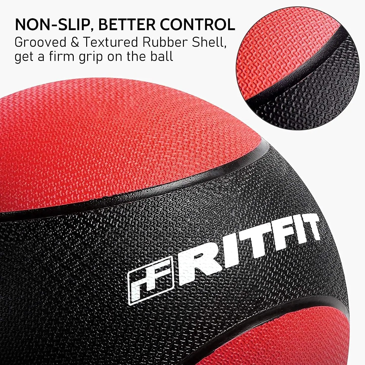 Weighted Medicine Ball - Non-Slip Rubber Shell & Dual Texture Grip