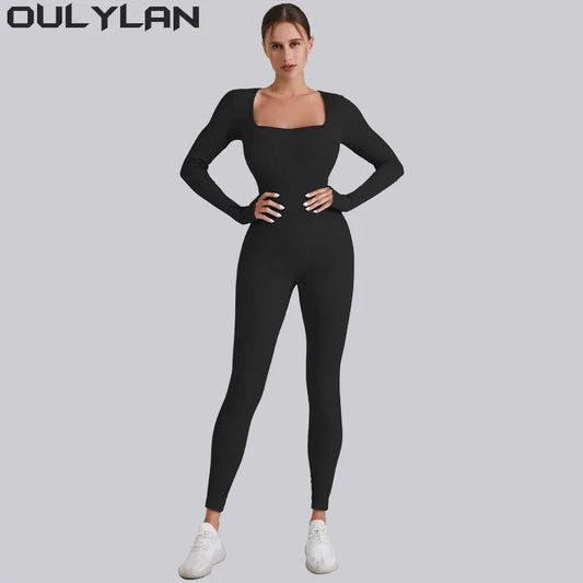 Oulylan Workout Yoga Boilersuit Women Tracksuit Jumpsuit Gym Clothes Fitness