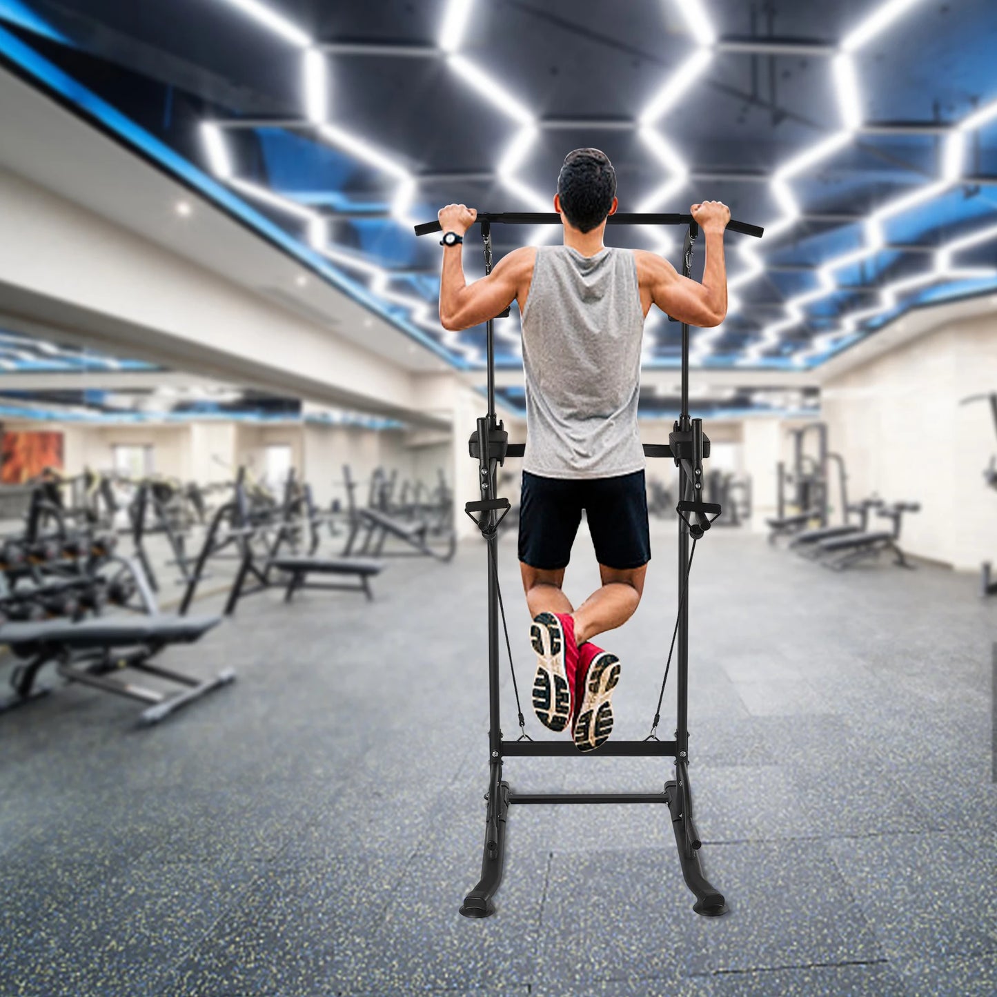 Adjustable Height Pull Up Dip Station, Functional Fitness Gym