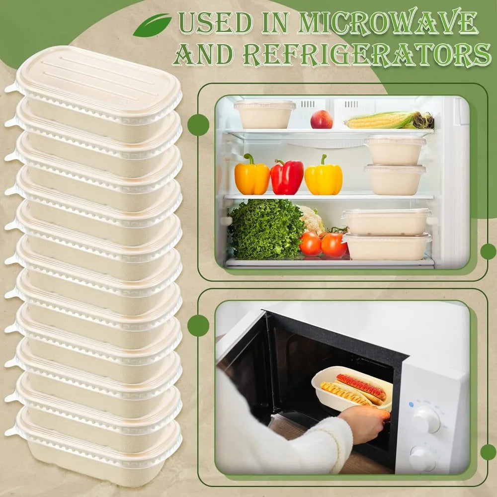 100 Sets Disposable Food Containers with Lids Disposable Paper Bowls