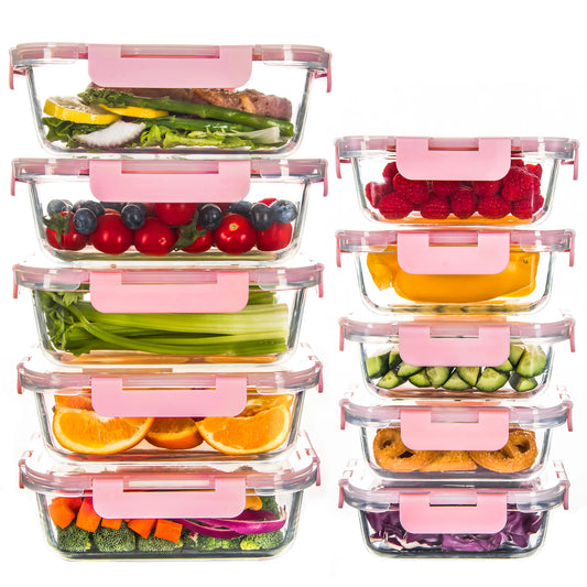 10 Pack Glass Meal Prep Containers, Food Storage Containers with Lids