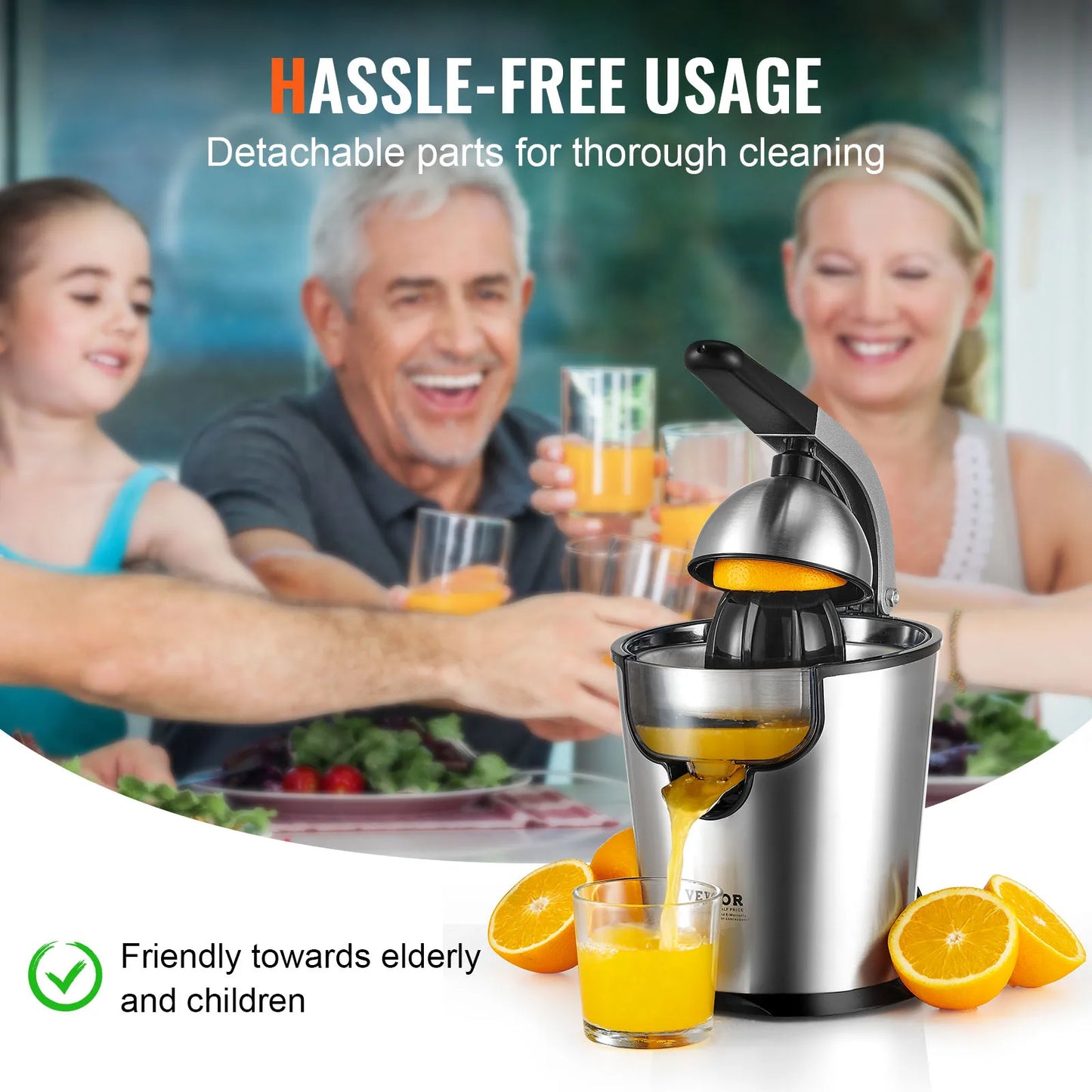 VEVOR Electric Citrus Juicer Orange Juice Squeezer Stainless Steel Juice Maker