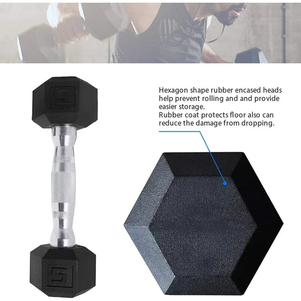 Dumbbells Set of 2 Exercise Free Weights Hand Hex Dumbbells