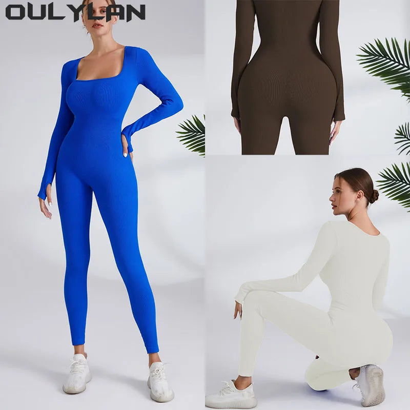 Oulylan Workout Yoga Boilersuit Women Tracksuit Jumpsuit Gym Clothes Fitness