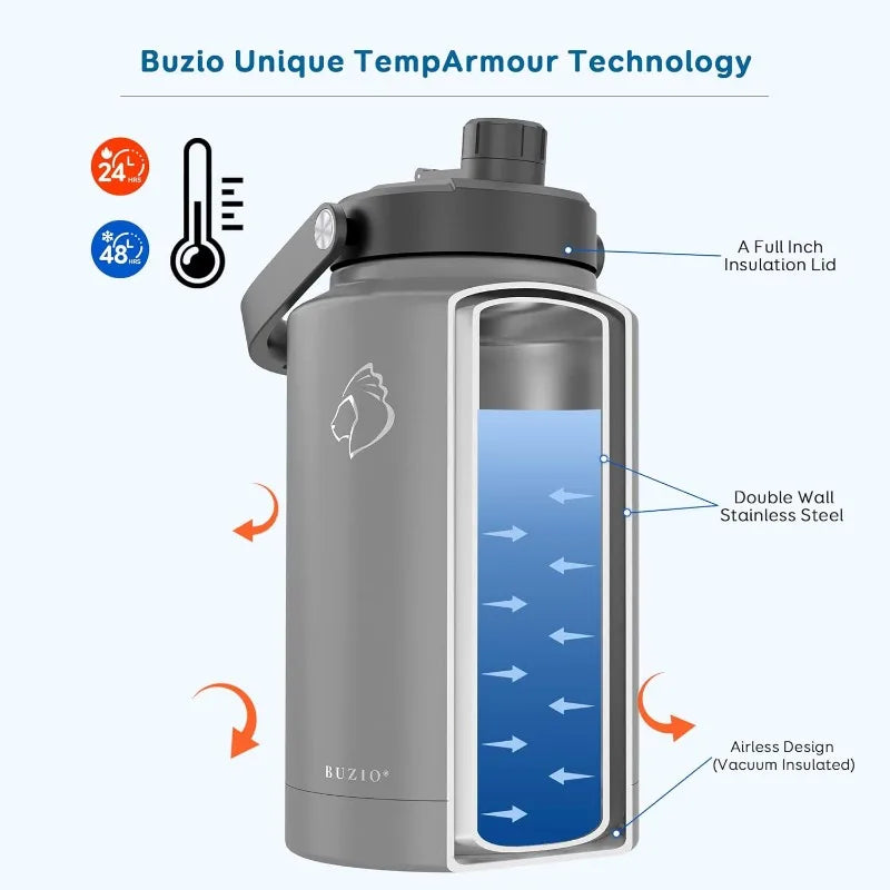 BUZIO 1 Gallon Vacuum Insulated Water Bottle
