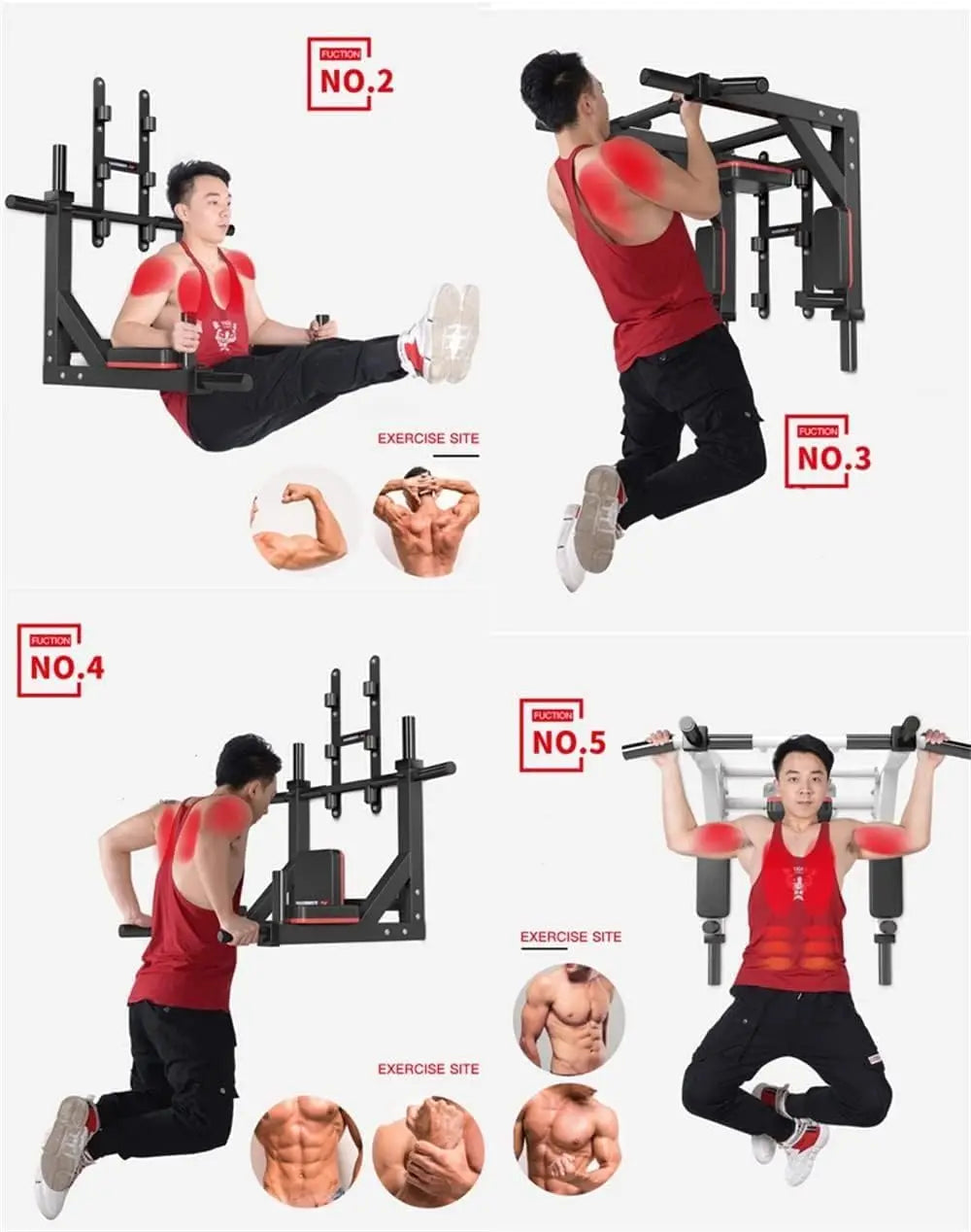 Multifunctional Wall Mounted Pull Up Bar/Chin Up bar,Dip Station